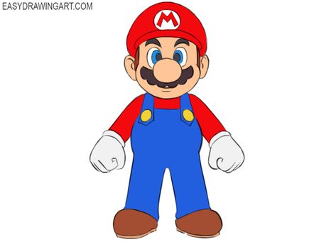 How to Draw Mario Mario Brothers Background, How To Draw Mario Step By Step Easy, Mario Watercolor, How To Draw Mario, Mario Drawing, Leavers Shirt, Very Easy Drawing, Cartoon Body, Kawaii Boy