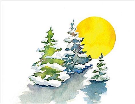 Winter Snow Trees Note Cards  Boxed Set of 20 Premium Blank Note Cards and Matching Envelopes (As an Amazon Associate I earn from qualifying purchases) Snow Trees, Thank You Greeting Cards, Watercolor Beginner, Snow Tree, Watercolor Paintings For Beginners, Winter Watercolor, Christmas Card Art, Watercolor Christmas Cards, Boxed Set