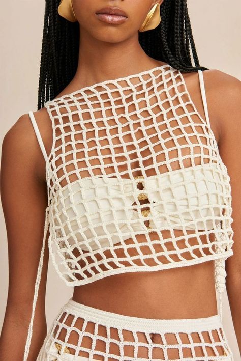 Crochet Vest Pattern Free Woman, Macrame Crop Top, Crochet Swimsuit Cover, Crochet Vest Pattern Free, Open Weave Crochet, Crochet Coverup, Crochet Bathing Suits, Crochet Swimsuit, Crochet Beach Dress