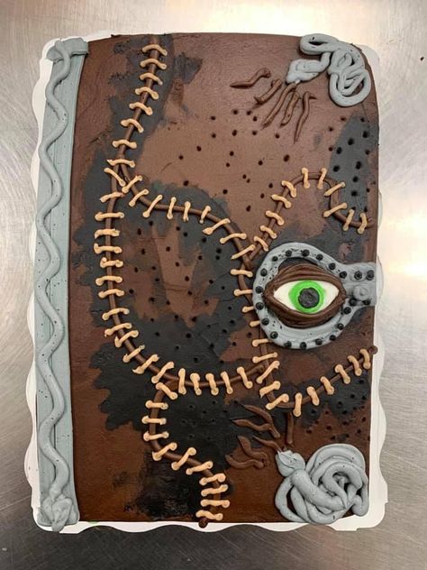 Halloween Sheetcake, Halloween Sheet Cake, Halloween Sheet Cake Ideas, Halloween Cookie Cake Designs, Hocus Pocus Spellbook Brownies, Cookie Cake Halloween Design, Gothic Cake, Halloween Cake Decorating, Hocus Pocus Party