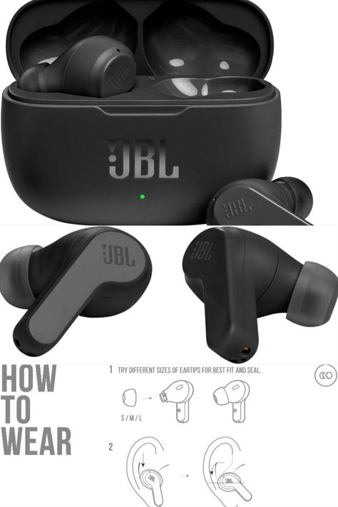 The JBL Vibe 200TWS True Wireless Earbuds in Black are sleek and compact, offering a truly wireless listening experience. With powerful JBL sound, these earbuds deliver rich audio quality. They are designed to be small and lightweight, providing a comfortable fit for extended use. The black color adds a touch of sophistication, making them stylish and versatile for any occasion. Whether you're on the go or working out, these earbuds ensure a seamless and enjoyable audio experience. Jbl Earbuds, Noise Cancelling Earbuds, White Headphones, Active Noise Cancellation, Wireless Earbuds, Wireless Headphones, Sound Quality, Noise Cancelling, In Ear Headphones