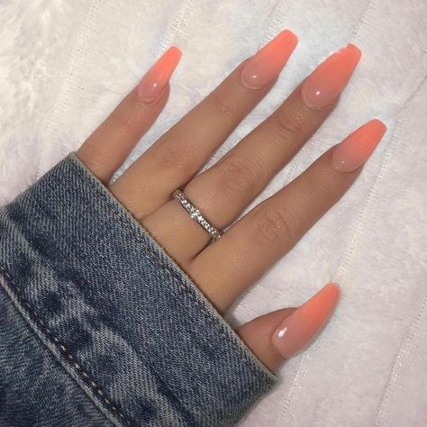 Peach Acrylic Nails, Nagel Stamping, Unghie Sfumate, Peach Nails, Ombre Acrylic Nails, Nagel Tips, Summer Acrylic Nails, Orange Nails, Nailed It