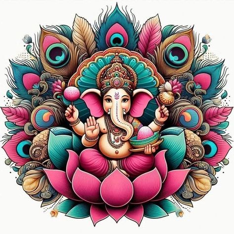 Hindu Godesses Art, Ganesh Digital Art, Ganpati Art Paintings, Lord Ganesha Drawing, Ganesha Design, Saraswati Photo, Robot Design Sketch, Easy Rangoli Designs Videos, Ganesh Art Paintings