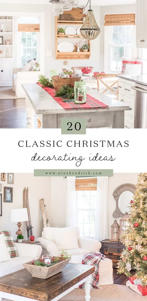 Christmas Traditional Decor, Modern Classic Christmas Decor, Classy Red And Green Christmas Decor, Classic Red And White Christmas Decor, Schoolhouse Christmas, Vintage Red And Green Christmas Decor, New England Christmas Decor, Traditional Red And Green Christmas, Traditional Red White And Green Christmas Decor