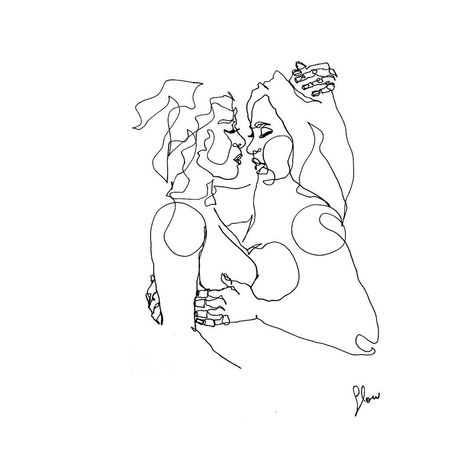 Lesbian Line Art, Lesbian Tattoo, Female Perspective, Tumblr Drawings, Simple Line Drawings, Lesbian Art, Line Drawings, Dark Art Drawings, Black White Art