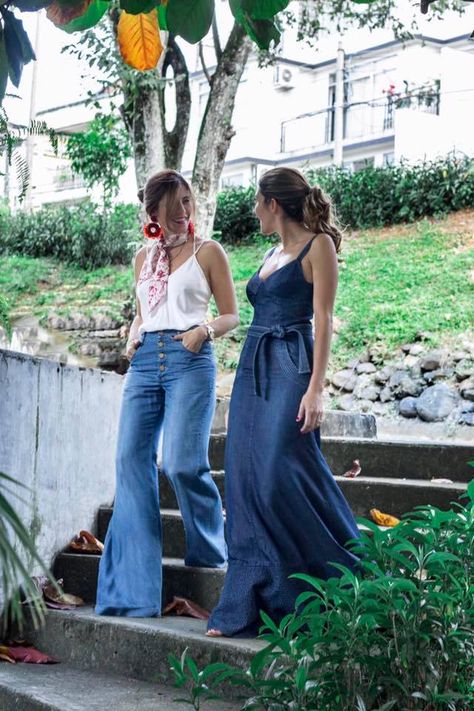 Renata Lozano 2017 - Colombia Colombian Fashion, Stacy London, Vacay Outfits, Cali Colombia, Vacation Outfits, Travel Outfit, Spring Outfit, Denim Fashion, Wide Leg Jeans