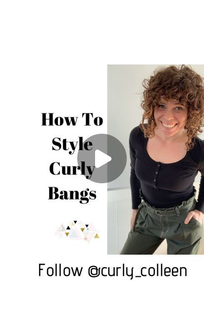 Style Wavy Bangs, How To Style Bangs With Curly Hair, Side Bangs Curly Hair Natural Curls, Curly Bangs Tutorial, How To Style Curly Bangs, Style Curly Bangs, Bangs Back, Bangs Wavy Hair, Wavy Bangs