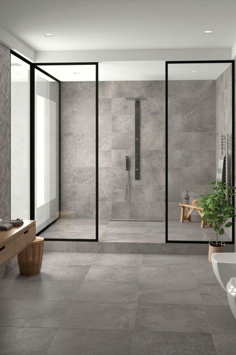 Bathroom Ideas, Bathroom Remodel, RAK Ceramics Bathroom, Tiles, Tiles Bathroom, Tiles Ideas, Plants, Small Bathroom Ideas, Bathroom Décor Ideas, Small Bathroom Décor, House Design, Bathroom Organization Grey Stone Tiles, Stone Tile Bathroom, Hallway Tiles Floor, Colorful Bathroom Tile, Grey Wall Tiles, Grey Bathroom Tiles, Bad Inspiration, Bathroom Tile Designs, Grey Tiles