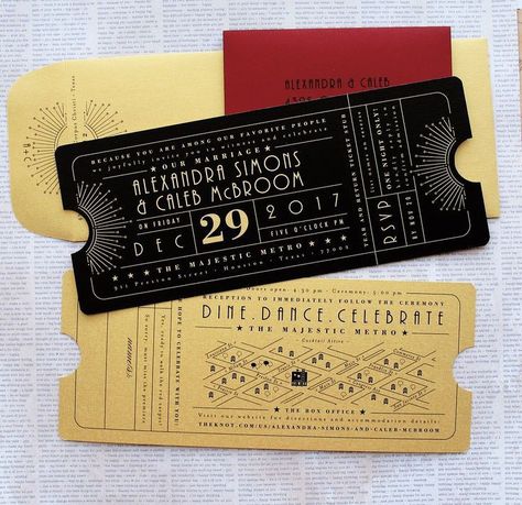 Prom Ticket Design, Event Ticket Design, Old Hollywood Prom, Ticket Save The Date, Ticket Ideas, Theater Ticket, Prom Tickets, Deco Cinema, Ball Event