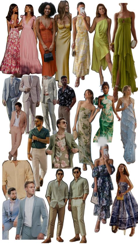 Beach Wedding Guest Color Palette, Beach Formal Wedding Guest Men, Beach Wedding Dress Code, Wedding Guest Color Palette, Beach Formal Wedding Guest, Funky Formal, Island Wedding Dresses, Beach Wedding Guest Attire, Wedding Guest Men