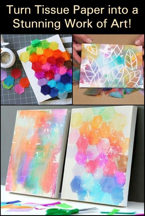 Tissue Paper Crafts Decoration, Ombre Techniques, Boys Activities, Tissue Paper Painting, Tissue Paper Art, Group Art Projects, Paper Flowers Diy Easy, Tears Art, Tissue Paper Crafts