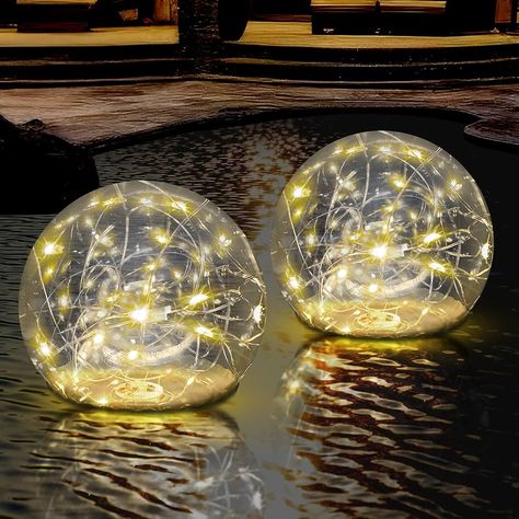 Amazon.com : FillTouch 2 Pcs Solar Floating Pool Lights Solar Powered 5.9 Inch Large Solar Pool Lights Warm White LED Waterproof Floating Pool Decorations Ball Floating Lights for Pool Yard Patio Party Outdoor : Patio, Lawn & Garden Light Up Balloons In Pool, Graduation Pool Party Decorations, Pool Decorations For Party, Lights For Pool, Floating Pool Decorations, Pool Wedding Decorations, Enchanted Birthday, Solar Pool Lights, Pool Decorations