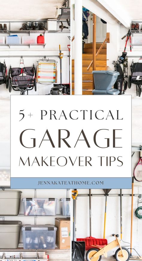 Need garage storage solutions for a complete before and after garage makeover? This post offers ideas for transforming your space on a budget with practical DIY projects. Learn how to organize your garage using wall shelving for big items, garage organization tips, and clever hacks. Garage Makeover Ideas, Garage Storage Inspiration, Garage Organization Tips, Clean Garage, Garage Storage Shelves, Wall Shelving, Garage Style, Garage Storage Solutions, Backyard Plan