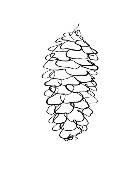 Pine Cone Tattoo Simple, Pine Cone Sketch, Pine Tree Line Art, Pine Cone Logo, Fall Line Art, Pine Cone Tattoo, Pine Cone Drawing, Pinecone Tattoo, Cone Tattoo