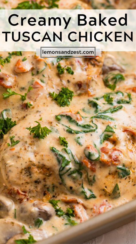 Baked Tuscan Chicken, Dump And Bake Chicken, Bake Chicken Breast, Dump And Bake, Tuscan Chicken Pasta, Chicken Breast Recipes Baked, Bake Chicken, Chicken Breast Recipe, Baked Dinner