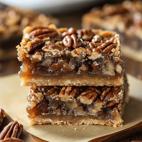 Lazy Pecan Pie Bars Lazy Pecan Bars, Lazy Pecan Pie Bars, Lazy Girl Pecan Pie Bars, Walnut Pie Bars, Chocolate Chip Pecan Pie, Pecan Bars Recipe, Pecan Pie Bar, Pecan Bites, Pecan Pie Bars Easy