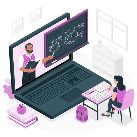 Online learning concept illustration | Free Vector #Freepik #freevector #education #house #student #teacher Education Poster Design, Computer Education, Isometric Illustration, Extra Curricular Activities, Education Poster, Education System, Student Studying, Online School, Online Education