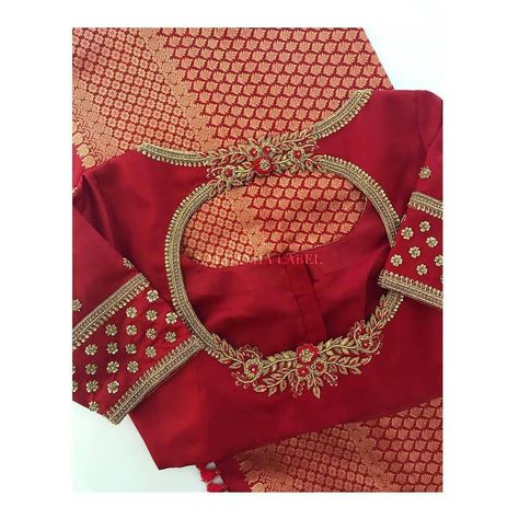 Normal Blouse Designs, Simple Maggam Work Blouse, Simple Maggam Work, Red Blouse Design, Normal Blouse, Blouse Handwork, Blouse Maggam Work, Blouse Designs High Neck, Boat Neck Blouse Design