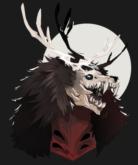 1. Sentimiento conocido... Wolf Demon, Wendigo Character Design, Wendigo Character Art, Wendigo Art Cute, Wendigo Fantasy Art, Wendigo Scary, Mode Steampunk, Dark Creatures, Demon Art