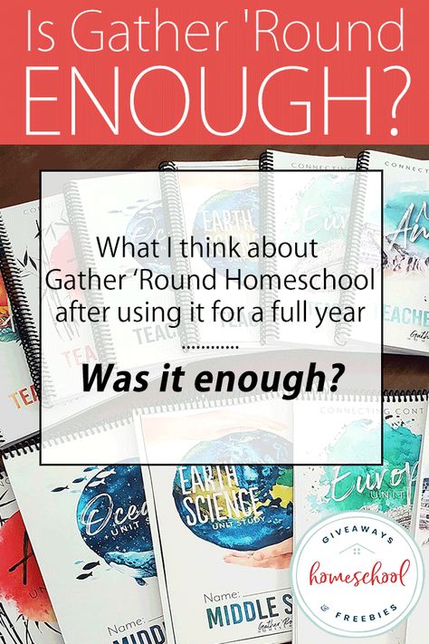 Gather Round Homeschool is quickly becoming a very popular homeschool curriculum, especially for large families. With a hefty price tag and promises that it covers all subject other than math, you may be wondering if that's really true. After using Gather Round for a full school year, I wanted to answer the question "Is Gather Round Homeschool Curriculum Enough?" #gatherround #gatherroundhomeschool #unitstudies #familyschool #allinonehomeschool #curriculumreview #homeschoolreview Gather Round Homeschool Oceans, Homeschool Circulum, Gather Round Homeschool, Homeschool Curriculum Planning, Best Homeschool Curriculum, Science Unit Studies, Gather Round, Preschool Schedule, Homeschool Projects