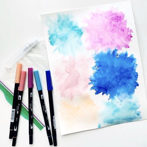 Easy Watercolor Recipe Card Tutorial - Tombow USA Blog Tombow Watercolor Art, Tombow Watercolor Tutorials, Tombow Watercolor, Coloring With Tombow Markers, Tombow Tutorial, Tombow Dual Brush Pen Art, Brush Pen Art, Tombow Dual Brush Pen, Easy Watercolor