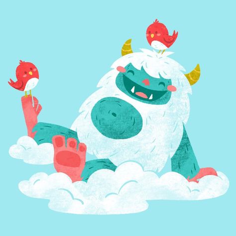 Anne Elizabeth on Instagram: “And sometimes your friends will fly in ♥️❄️ #yeti #abominablesnowman #snow #winter #snowball #art #illustration #chracterdesign…” Yeti Creature Art, Yeti Painting, Yeti Drawing, Yeti Illustration, Yeti Creature, Yeti Christmas, Snow Illustration, Snow Monster, 2024 Art