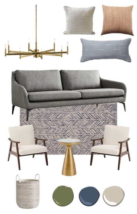 Mid Century Modern Living Room Sofas, Mid Century Modern Living Room Furniture, Gray Sofa Living, Mid Century Modern Living Room Decor, Mood Board Living Room, Rooms Decoration, Modern Grey Living Room, Grey Sofa Living Room, Modern Sofa Living Room