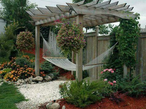 Inexpensive Landscaping, Backyard Hammock, Small Front Yard Landscaping, Small Front Yard, Pergola Design, Have Inspiration, Dream Backyard, Backyard Fun, Backyard Oasis