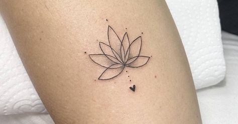 Flower Of Hope Tattoo, Lotus Flower Heart Tattoo, A Mothers Love Tattoo, Fine Lotus Tattoo, Lotus Tiny Tattoo, Tiny Lotus Flower Tattoo, Lotus Fine Line Tattoo, Minimalist Lotus Tattoo, Hinduism Tattoos