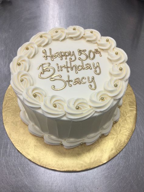 50th Birthday Cake For Women, Icing Cake Design, Birthday Cake For Women Simple, Simple Birthday Cake Designs, Round Birthday Cakes, Golden Birthday Cakes, Sprinkles Birthday Cake, White Birthday Cakes, Birthday Cake Decorating Ideas