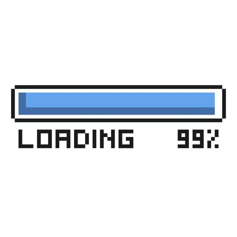 Pixel Loading, Pixel Illustration, 99 Percent, Progress Bar, Abc, Vector Free, For Free, Clip Art, Coding