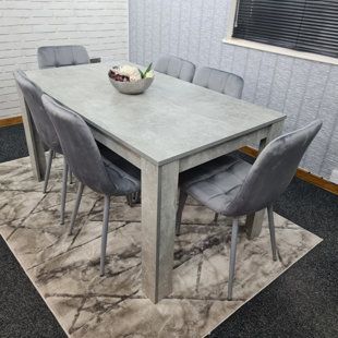 Grey Dining Table, Wooden Dining Table Set, Grey Dining Tables, Faux Leather Chair, Kitchen Wood, Contemporary Dining Table, Grey Metal, Kitchen Dining Sets, Grey Dining