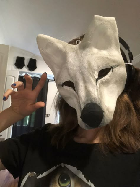 Wolf Therian Mask, Dog Therian Mask Ideas, Coyote Therian Mask Idea, Arctic Wolf Therian Mask, Maned Wolf Therian Mask, Black Wolf Therian Mask, Felt Animal Masks, Movie Night For Kids, Camping With Cats