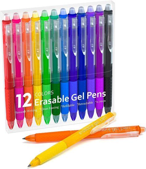 Amazon.com: Erasable Gel Pens, 12 Colors Lineon Retractable Erasable Pens Clicker, Fine Point, Make Mistakes Disappear, Assorted Color Inks for Drawing Writing Planner and Crossword Puzzles : Office Products Writing Planner, Erasable Gel Pens, Fine Point Pens, Drawing Writing, Gel Pens Set, Stationary School, Crossword Puzzles, Gel Ink Pens, White Gel Pen