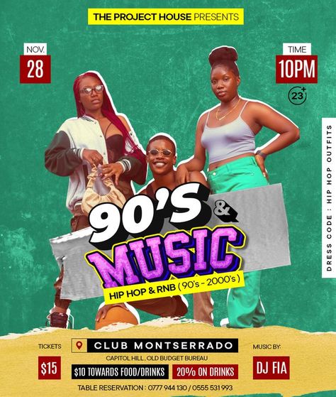 90s Flyer Design, Music Dress, After Prom, New Flyer, Flyer Ideas, 90s Music, Event Flyers, Hip Hop Outfits, Party Flyer