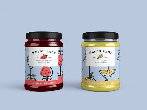 Jam Packaging Ideas, Jam Jar Design, Jam Label Design, Jam Packaging Design, Jam Branding, Preserves Packaging, Jam Design, Welsh Lady, Ebook Template Design