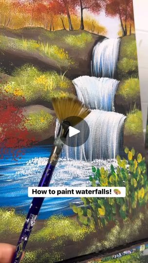 101K views · 1.4K reactions | Here’s an easy waterfall painting technique! A full fall waterfall tutorial will be coming soon but thi #tutorials #art #painting #artist #diy | Ammy Thinker  | Ammy Thinker  · Original audio Paint A Waterfall, Fall Waterfall, Waterfall Drawing, Waterfall Painting, Waterfall Paintings, Fall Canvas, Canvas Drawing, Water Fall, Acrylic Painting For Beginners