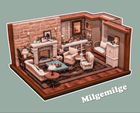 Wattpad Prompts, Rosehill Cottage, Sims Rooms, Sims 4 Cottage, Cottage Living Room, Sims Builds, Sims 4 House Building, Sims 4 House Design, Casas The Sims 4