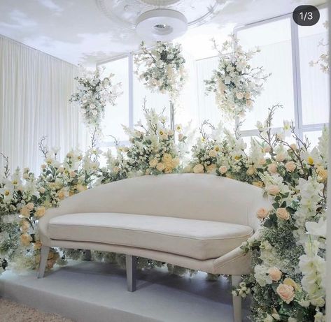 Pin by J'Adore Les Fleurs on Brides Home Decor in 2022 | Nikah decor, Wedding decor style, Wedding decor elegant Pastel Pelamin, Bride Sofa, Dekor Akad, Kursi Pelaminan, Pelamin Tunang, Wedding Malaysia, Pelamin Nikah, Pastel Wedding Decorations, Nikah Decor