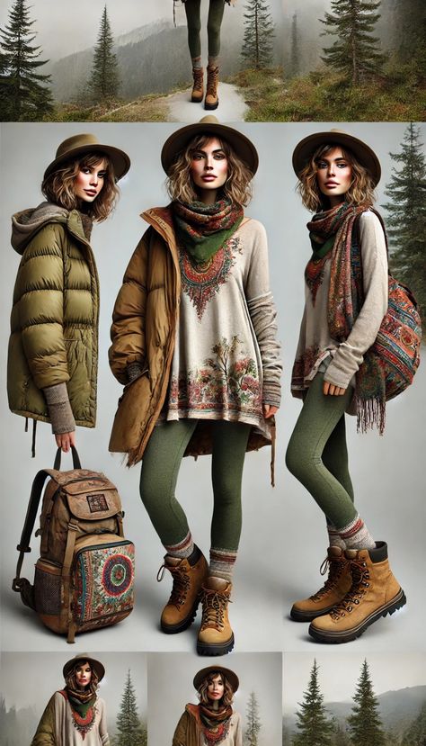 Boho Winter Outfits Bohemian, Hippie Winter Outfits Bohemian, Hippie Style Winter, Winter Hippie Outfits Boho, Dark Hippie Style, Boho Outfits Winter, Winter Hippie Outfits, Bohemian Winter Outfits, Winter Hippie