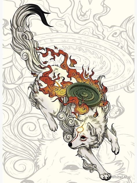 Okami Tattoo Amaterasu, Amaterasu Aesthetic, Amaterasu Tattoo, Amaterasu Goddess, Okami Tattoo, Protein Design, Okami Art, Amaterasu Omikami, Flame In The Mist