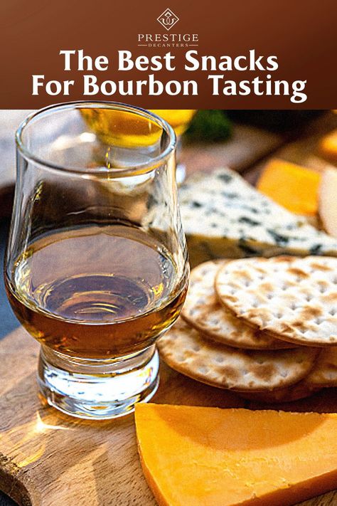 What do you need for a bourbon tasting to go smoothly? Bourbon, of course. But without something to eat, it will quickly become quite challenging to taste any nuance in the bourbon. If your stomach is empty, even small tastes can intoxicate you. And even if you spit them out! Lucky for us, there are some simple, cheap, and tasty snacks that go wonderfully alongside American Whiskey. Food For Bourbon Tasting Party, Snacks That Pair With Bourbon, Hosting A Bourbon Tasting Party, Charcuterie Board For Bourbon Tasting, Snacks For Bourbon Tasting, Bourbon Inspired Appetizers, Appetizers For Bourbon Tasting, Whisky Tasting Party Ideas, Snacks For Whiskey Tasting