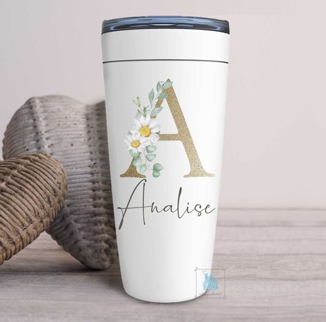 Monogram Tumbler, Personalized Tumbler with Name, Floral Monogram Letter, Custom 20 oz Tumbler, Wedding Gift, Bridal Shower Birthday Cup https://etsy.me/3BHpScB #monogramtumbler #personalizedtumbler #customtumbler #nametumbler #insulatedtumblers Monogram Tumbler Ideas, Monogram Tumbler Cups, Initial Tumbler Ideas, Personalized Tumbler Etching, Initial Tumbler Monograms, Tumbler With Name, Floral Monogram Letter, Monogram Tumbler, Tumbler Personalized