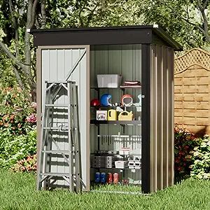 Amazon.com : Rankok Outdoor Storage Shed 5X3 FT Small Outside Sheds & Outdoor Storage Anti-Corrosion Metal Shed Waterproof Outdoor Storage Cabinet with Door & Lock for Backyard Patio Lawn (Brown) : Patio, Lawn & Garden Small Outdoor Storage Cabinet, Small Outdoor Storage, Outside Storage Shed, Outside Sheds, Waterproof Outdoor Storage, Steel Sheds, Outdoor Storage Shed, Outside Storage, Metal Storage Sheds