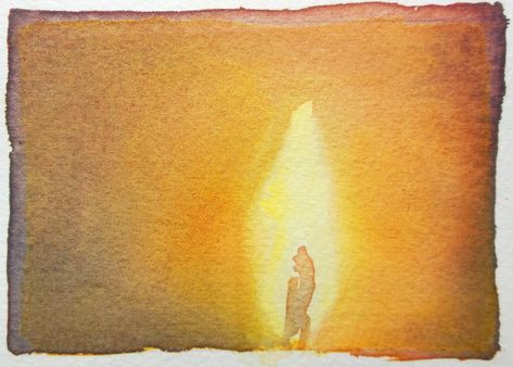 Flame Watercolor, Candle Painting Art, Fire Watercolor, Watercolor Candle, Flaming Chalice, Flame Painting, Watercolor Candles, Watercolor Light, Paper Fire