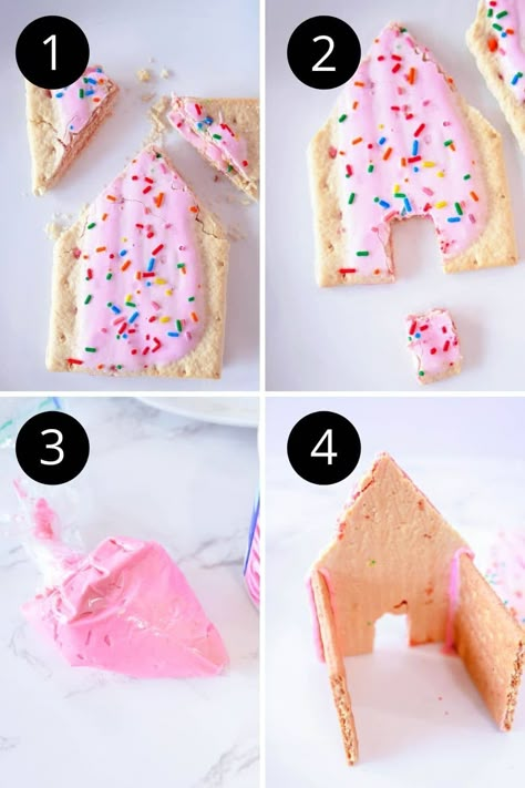 Pop Tart House, Fairy Gingerbread House, Poptart Gingerbread Houses, Diy Fairy House, Ginger Bread House Diy, Fairy Garden House, Gingerbread Party, Gingerbread Diy, Pop Tart