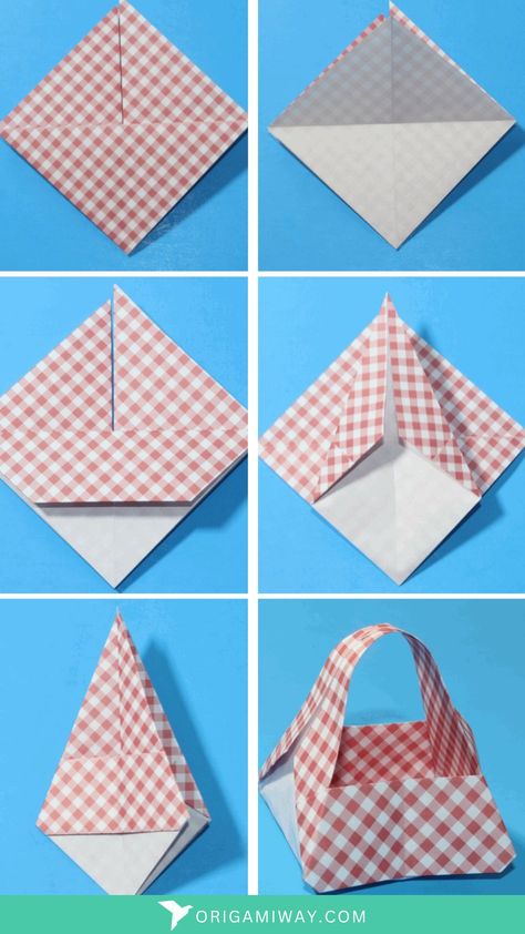 An origami basket origami Origami Rectangle Paper, Basket Origami, Origami Basket, Square Origami, Sketchbook Spreads, Crafts To Do When Your Bored, Food Package, Cute Origami, Package Ideas