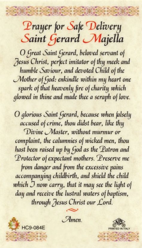 St Gerard Prayer, Prayer For Safe Delivery, Baby Prayers, St Gerard Majella, Saint Gerard, Pregnancy Prayer, St Gerard, Prayer For Baby, Novena Prayers