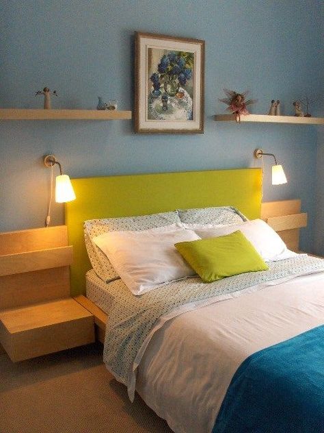 Malm headboard - heightened and upholstered - IKEA Hackers Headboard Hack, Ikea Headboard, Ikea Malm Bed, Malm Bed, Hacks Ikea, Ikea Wall, Headboard With Shelves, Bedroom Hacks, Headboard Wall