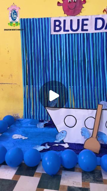 Blue Day Celebration In Preschool, Blue Day Crafts Preschool, Blue Day Activities Preschool, Blue Day Decoration In Preschool, Convent School, Blue Day, Preschool Art Activities, The Blues, Preschool Art